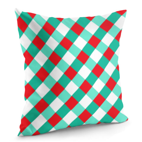 Image of Red, Blue And White Checkered Pillow Cover