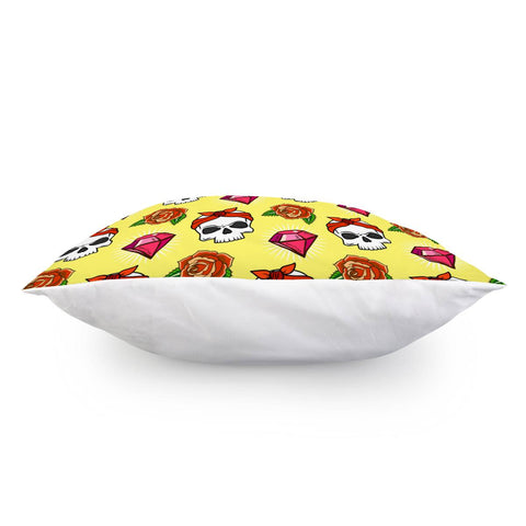 Image of Skull And Flowers Pillow Cover