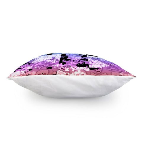 Image of Rainbow Checker Skull Splatter Pillow Cover