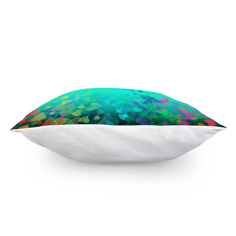 Image of Hearts Colors On Green Pillow Cover