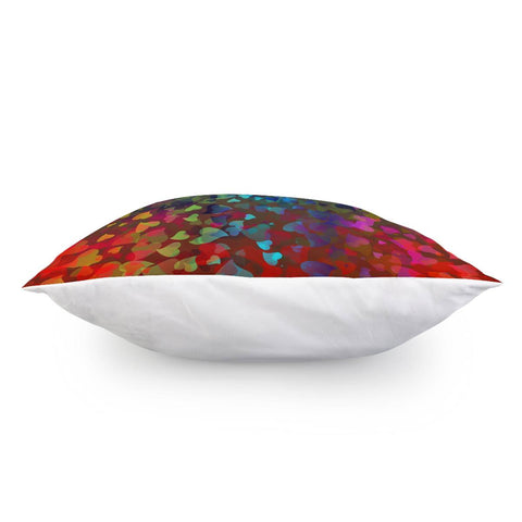 Image of Hearts Colors On Red Green Pillow Cover