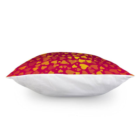 Image of Yellow Hearts On Red Pillow Cover