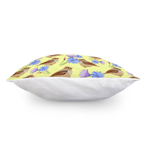 Image of Sparrow And Flower Pillow Cover