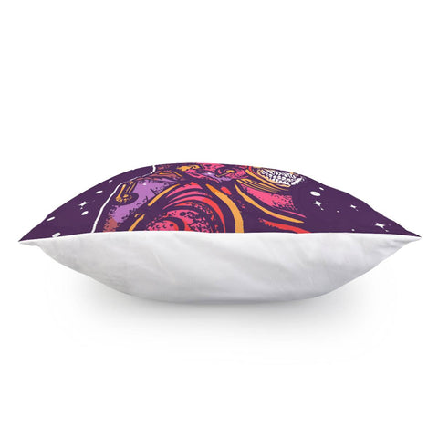 Image of Skull And Starry Sky And Planet And Polka Dots Pillow Cover