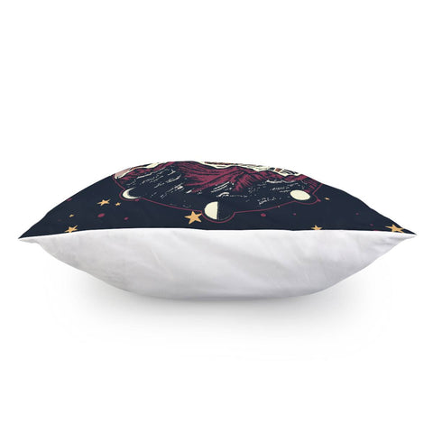 Image of Skull And Starry Sky And Planet And Polka Dots And Mountains Pillow Cover