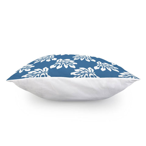 Image of Blue White Tropical Leaf Pattern Pillow Cover