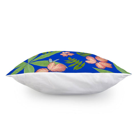 Image of Leaves On Blue Pillow Cover