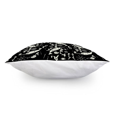 Image of Narwhal And Font And Bubbles And Symbols And Geometry And Seaweed Pillow Cover