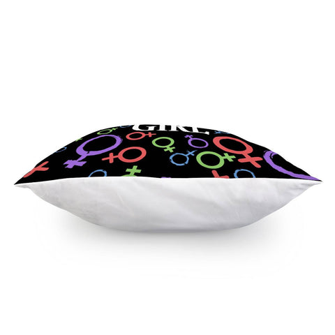 Image of Female Symbols And Colors And Fonts Pillow Cover