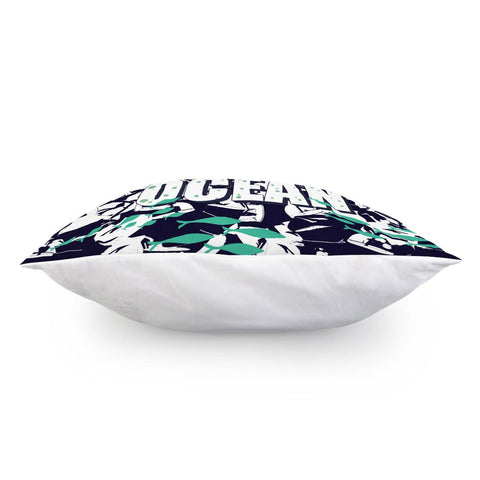 Image of Plastic Trash And Ocean And Fonts And Fish Pillow Cover