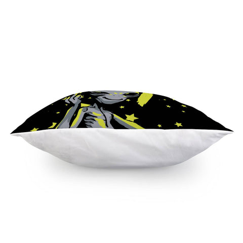 Image of Aliens And Fonts And Geometry And Ufo And Starry Sky And Humans Pillow Cover