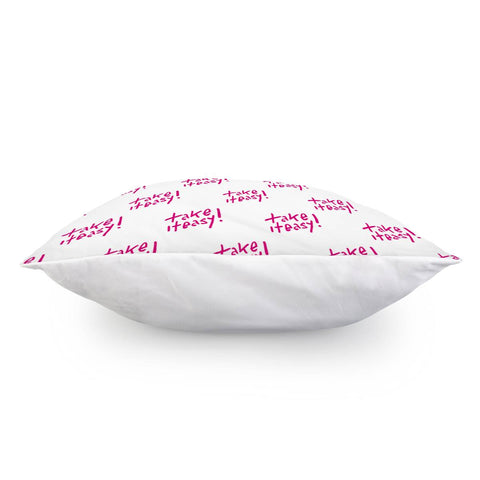 Image of Hand Draw Take It Easy Text Motif Pattern Pillow Cover