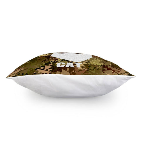 Image of Cat And Camouflage And Font And Geometry Pillow Cover