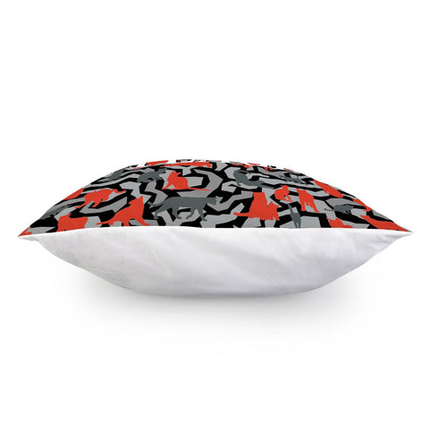 Image of Cat And Camouflage And Geometry And Text Pillow Cover