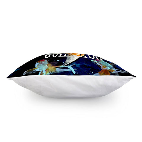 Image of Goldfish And Ocean With Bubbles And Water Drops Pillow Cover