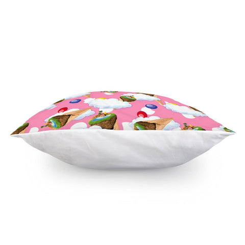 Image of Island And Coconut Trees And Cones And Sweets And Clouds Pillow Cover