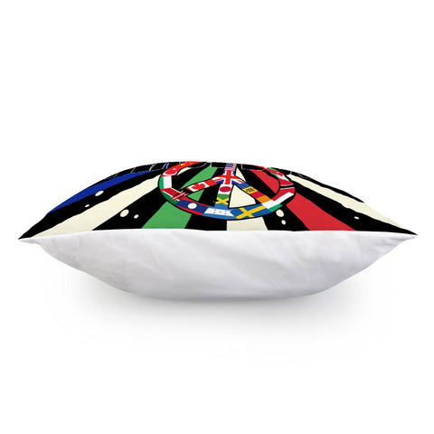 Image of Peace Dove And Font And Flag And Peace Sign And Brush Pillow Cover