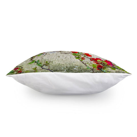 Image of Red Flowers Over Damaged Wall Pillow Cover