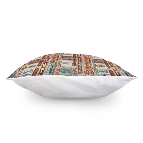 Image of Tokyo Bilboards Collage Pattern Pillow Cover