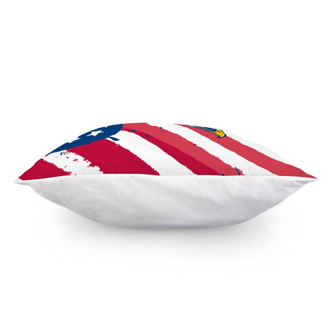 Image of Bald Eagle And American Flag And Font Pillow Cover