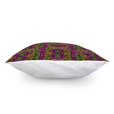 Image of Peacock Lace And Floral Sugar Skulls Pillow Cover