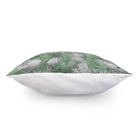 Image of Green And White Textured Botanical Motif Manipulated Photo Pillow Cover