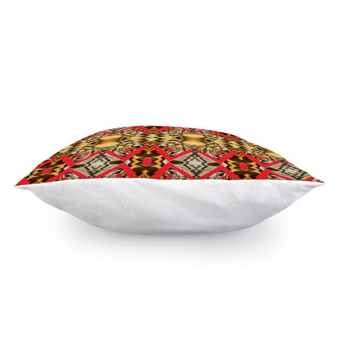 Image of Red And Brass Abstract Pillow Cover