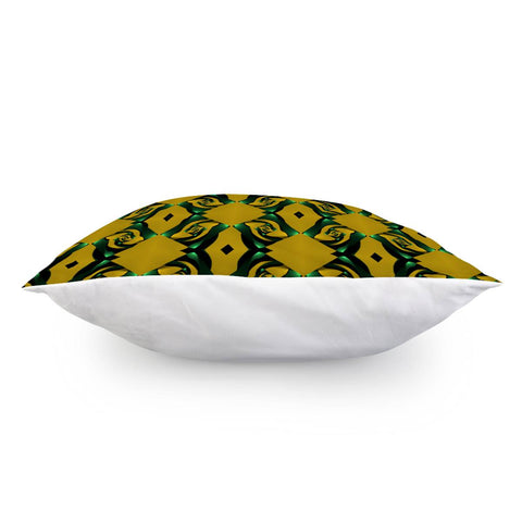 Image of Green And Mustard Yellow Pattern Pillow Cover