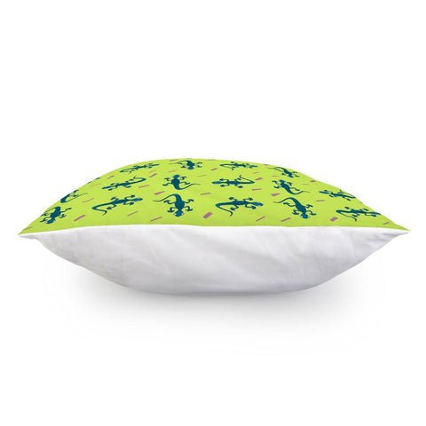 Image of Little Lizards On Green Pillow Cover