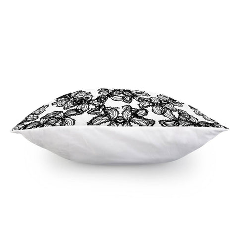 Image of Stylized Botanical Motif Black And White Print Pillow Cover