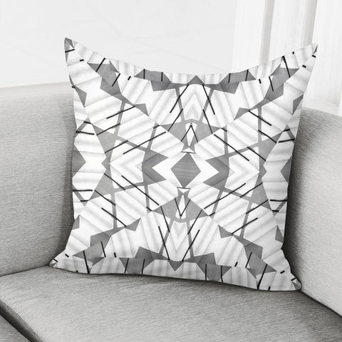 Image of Grey And White Abstract Geometric Print Pillow Cover