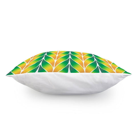 Image of Green Orange Leaf Tile Pattern Pillow Cover