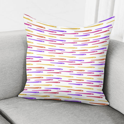 Image of Cartoon Style Snakes Drawing Motif Pattern Pillow Cover