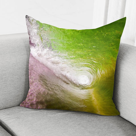 Image of Pink And Green Water Waves Pillow Cover