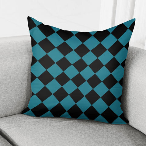 Image of Blue Checkered Pillow Cover