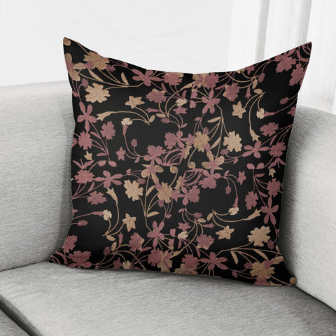 Image of Dark Floral Ornate Print Pillow Cover