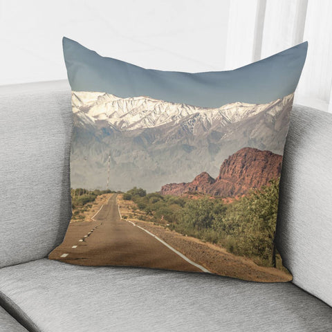 Image of Empty Highway Landscape, La Rioja, Argentina Pillow Cover