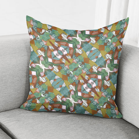 Image of Multicolored Collage Print Pattern Mosaic Pillow Cover