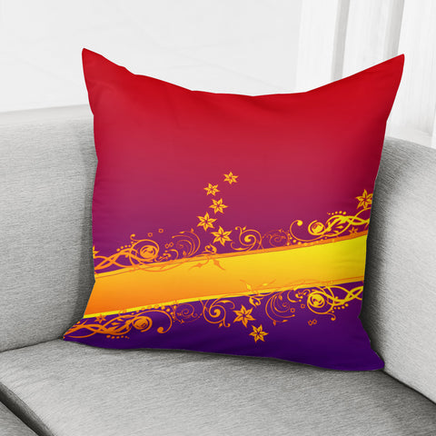 Image of Decorative Curlicue Flower Ornament Border Red Orange Purple Pillow Cover