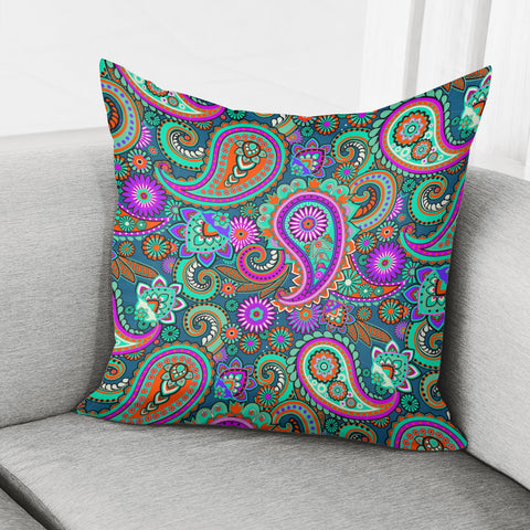 Image of Dark Multicolored Indian Paisley Pattern 1 Pillow Cover