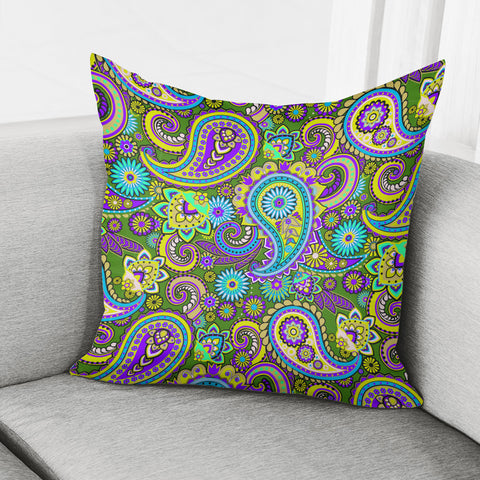 Image of Dark Multicolored Indian Paisley Pattern 2 Pillow Cover