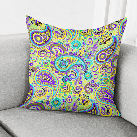 Image of Dark Multicolored Indian Paisley Pattern 3 Pillow Cover