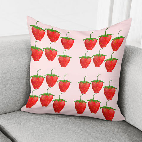 Image of Red Strawberry Fruit Pattern Pillow Cover