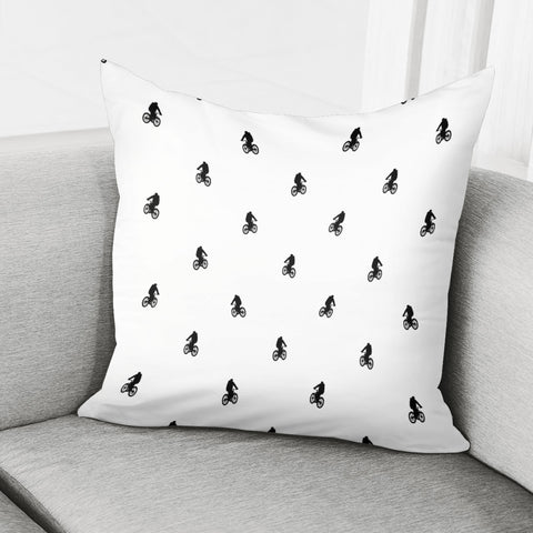 Image of Riding Bike Motif Print Pattern Pillow Cover