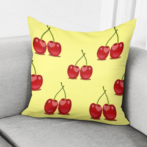 Image of Red Cherry Fruit Pattern Pillow Cover