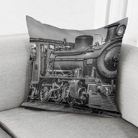 Image of Steam Locomotive, Montevideo, Uruguay Pillow Cover