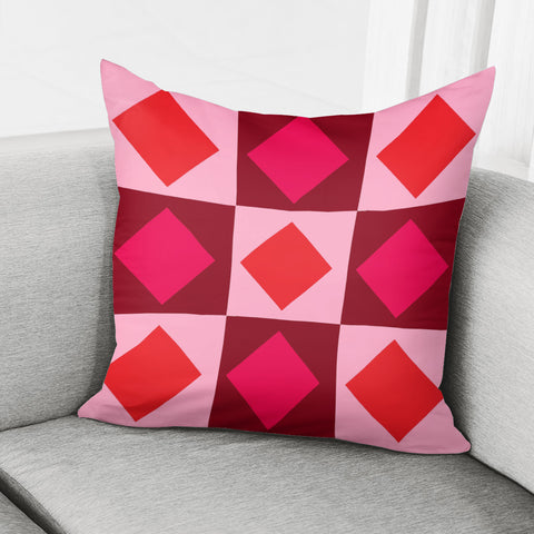 Image of Red And Pink Diamond Shapes Pillow Cover