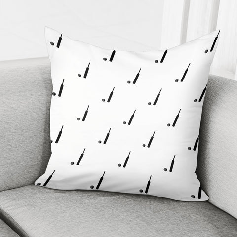 Image of Black And White Cricket Sport Motif Print Pattern Pillow Cover