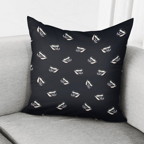 Image of Mouth Laughing Motif Dark Print Pattern Pillow Cover