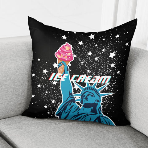 Image of Statue Of Liberty With Ice Cream Pillow Cover